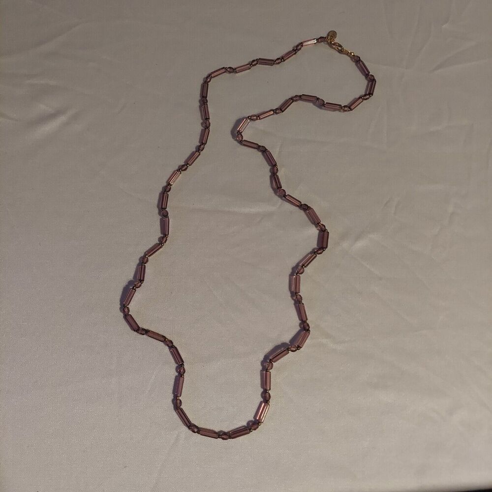 Worhington Beaded Necklace Pinkish Tan Vintage 28"